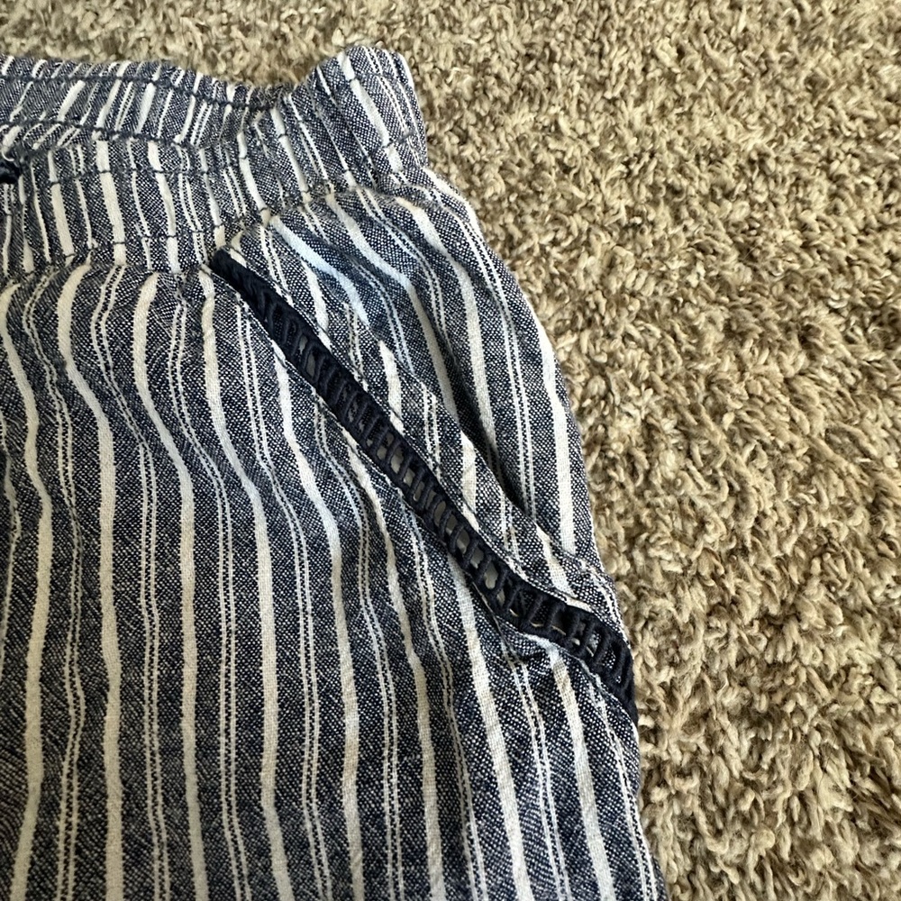 Briggs Navy & White Stripped Linen Pants - Picture 4 of 4